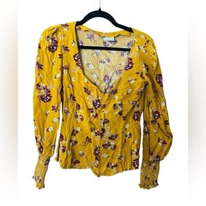 Abound Mustard Floral Blouse